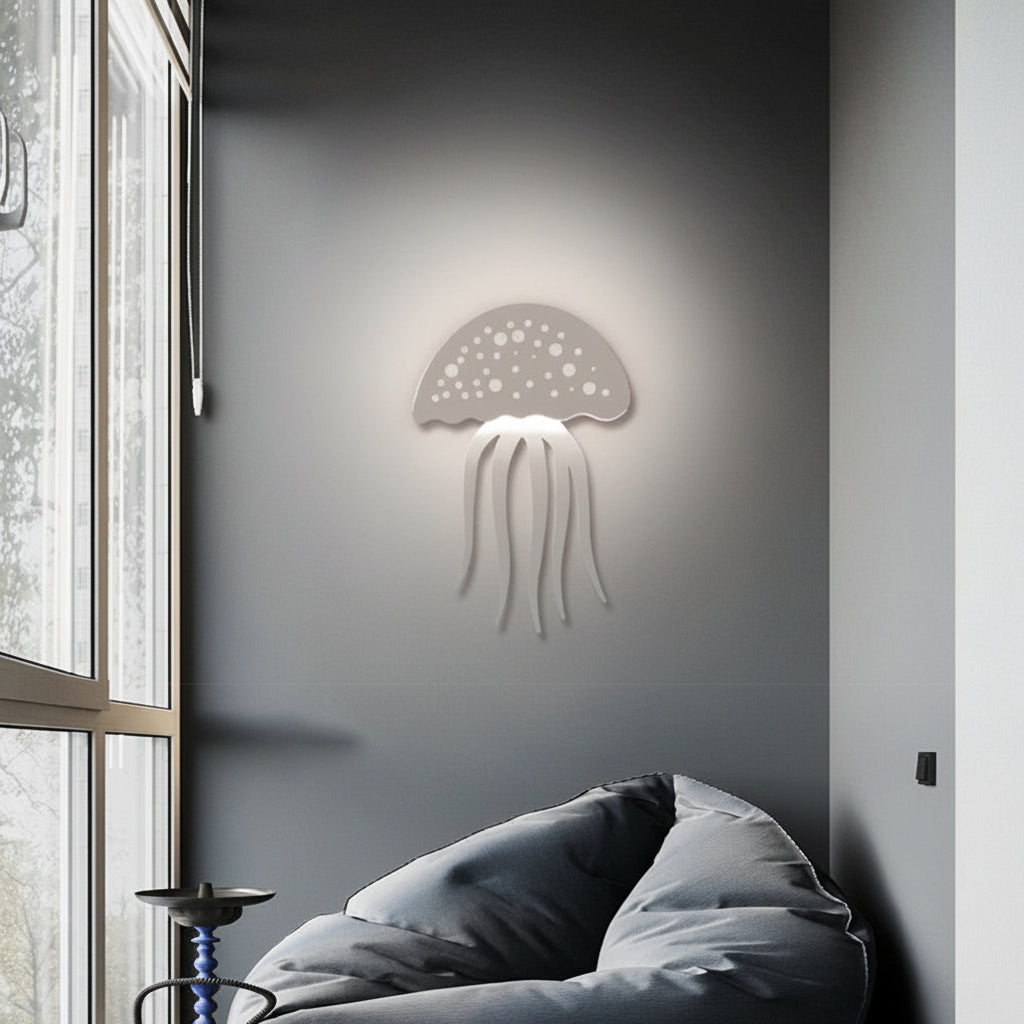 Freyza - Modern Jellyfish LED Wall Sconce – Creative Acrylic Nursery Wall Lamp (10W, White)