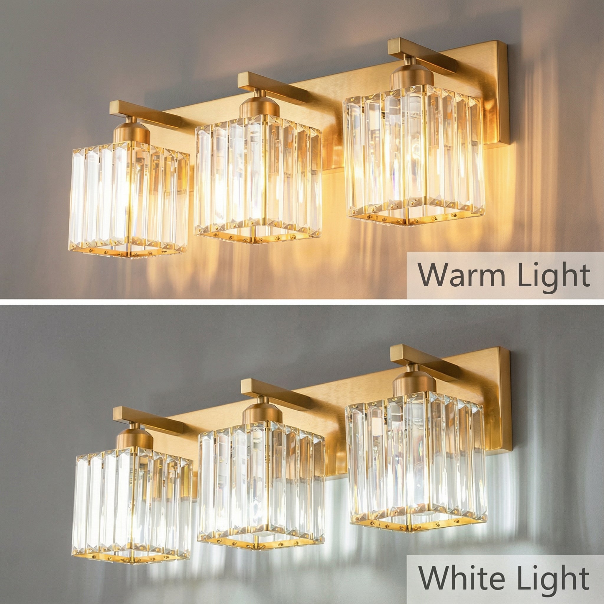 Freyza - Wall Sconce Modern Square LED Crystal Indoor Vanity Bedroom 2-4 Lights