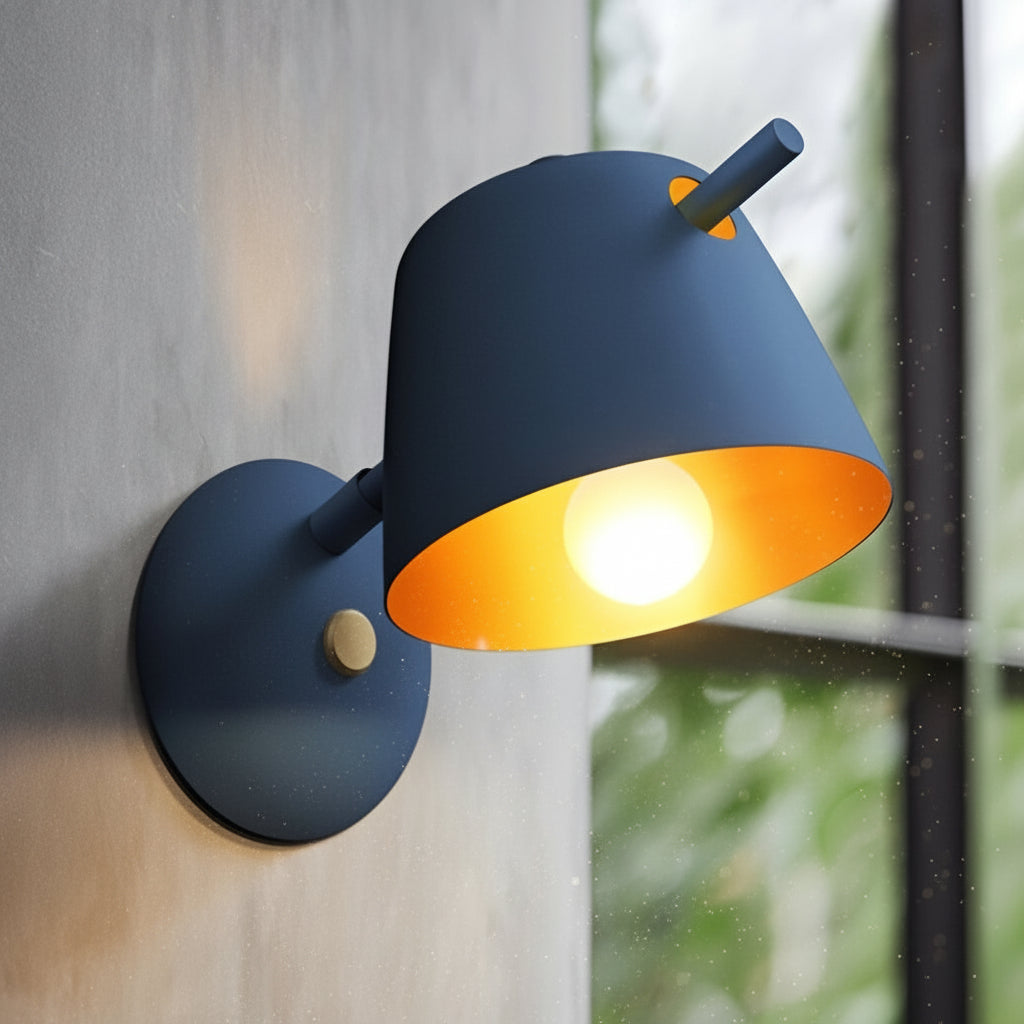 Freyza - Metal Wall Sconce – Nordic Hat Style Matte Iron E27 (15x28cm)