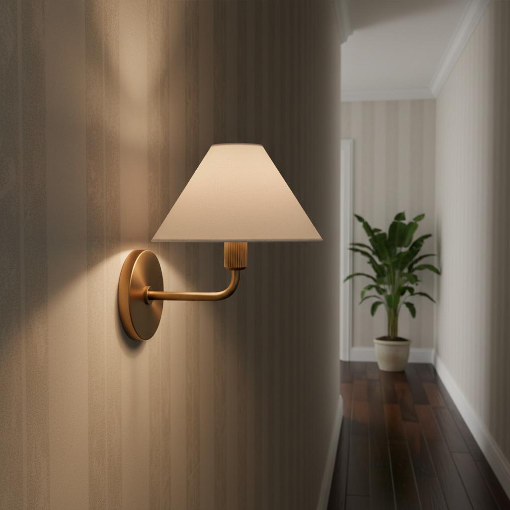Freyza | Vector Fabric Brass Wall Sconce