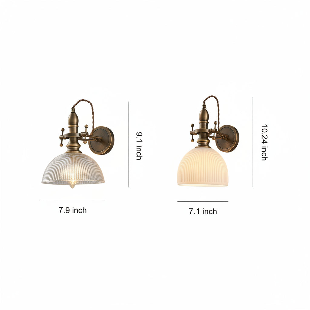 Freyza - LED Wandleuchte – Amerikanischer Vintage Schwenkarm Messing Leinen E26 E27 (Verstellbar & Steckbar)