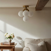 Freyza | Brass White Flush Mount Light – Bedroom Hallway