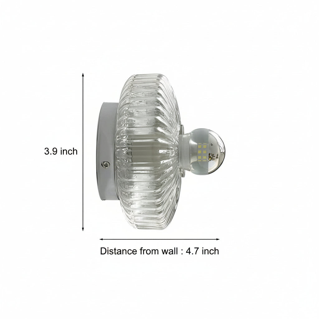 Freyza - LED Wall Sconce Light – Modern Medieval Round Glass Chrome (15x12cm / 5.9x4.7in)