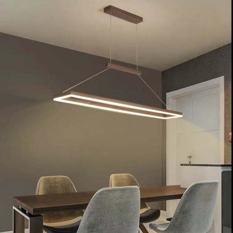 Freyza | Gloen moderne rechteckige goldfarbene Pendelleuchte – moderne Küche und Esszimmer