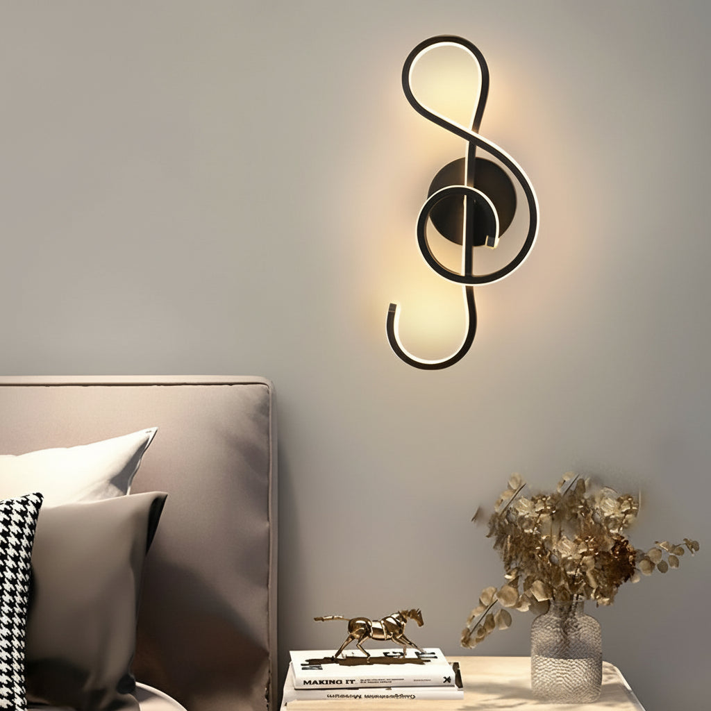 Freyza - Musical Note LED Wall Sconce – Modern Artistic Music Decor Wall Lamp (Black/White)