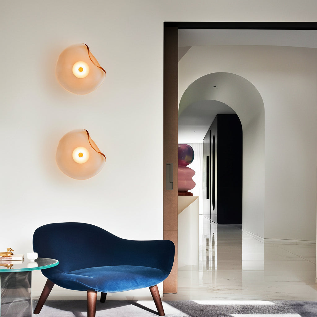 Freyza - Glass Wall Sconce – Irregular Round Brown Smoke Gray Purple LED (25cm)