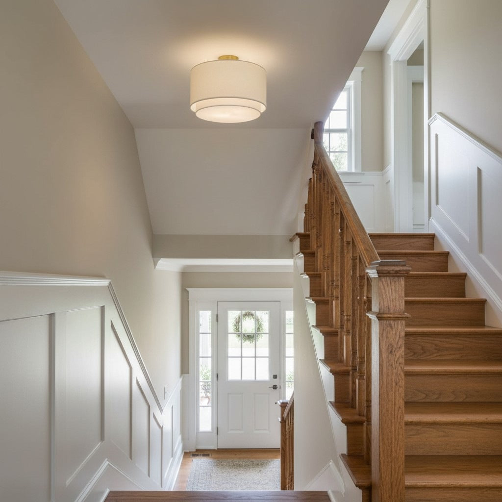 Freyza | Fabric Flush Mount Ceiling Light – Contemporary Bedroom Hallway Kitchen