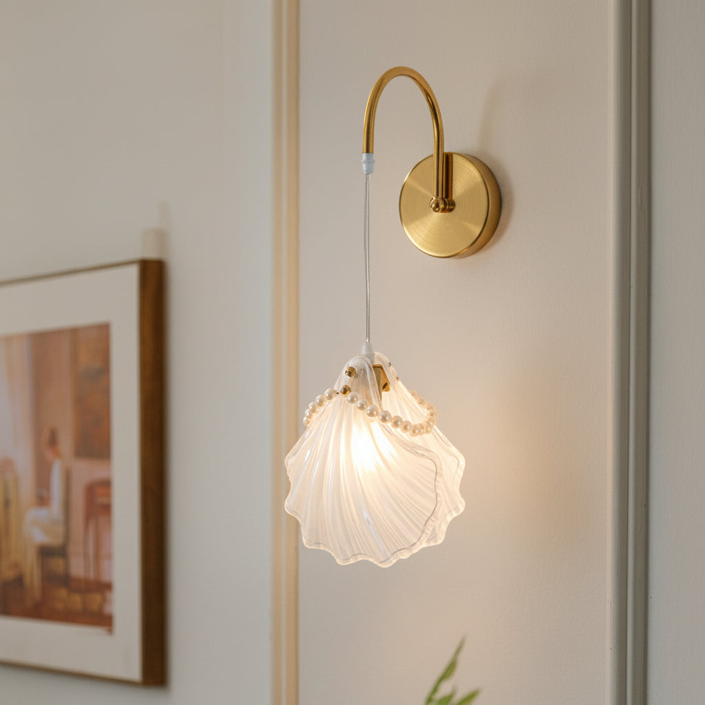 Freyza - LED Wall Sconce Light – Nordic Glass Feather Leaf Art Deco (20x20cm / 7.9x7.9in)