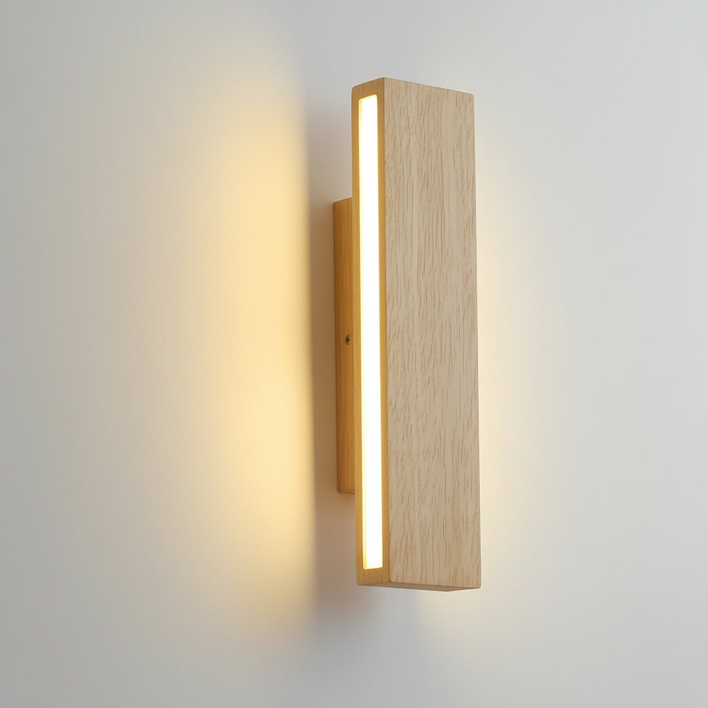 Freyza - Nordic Wood LED Wall Sconce – 360° Rotatable Bedside Wall Lamp (Warm White)