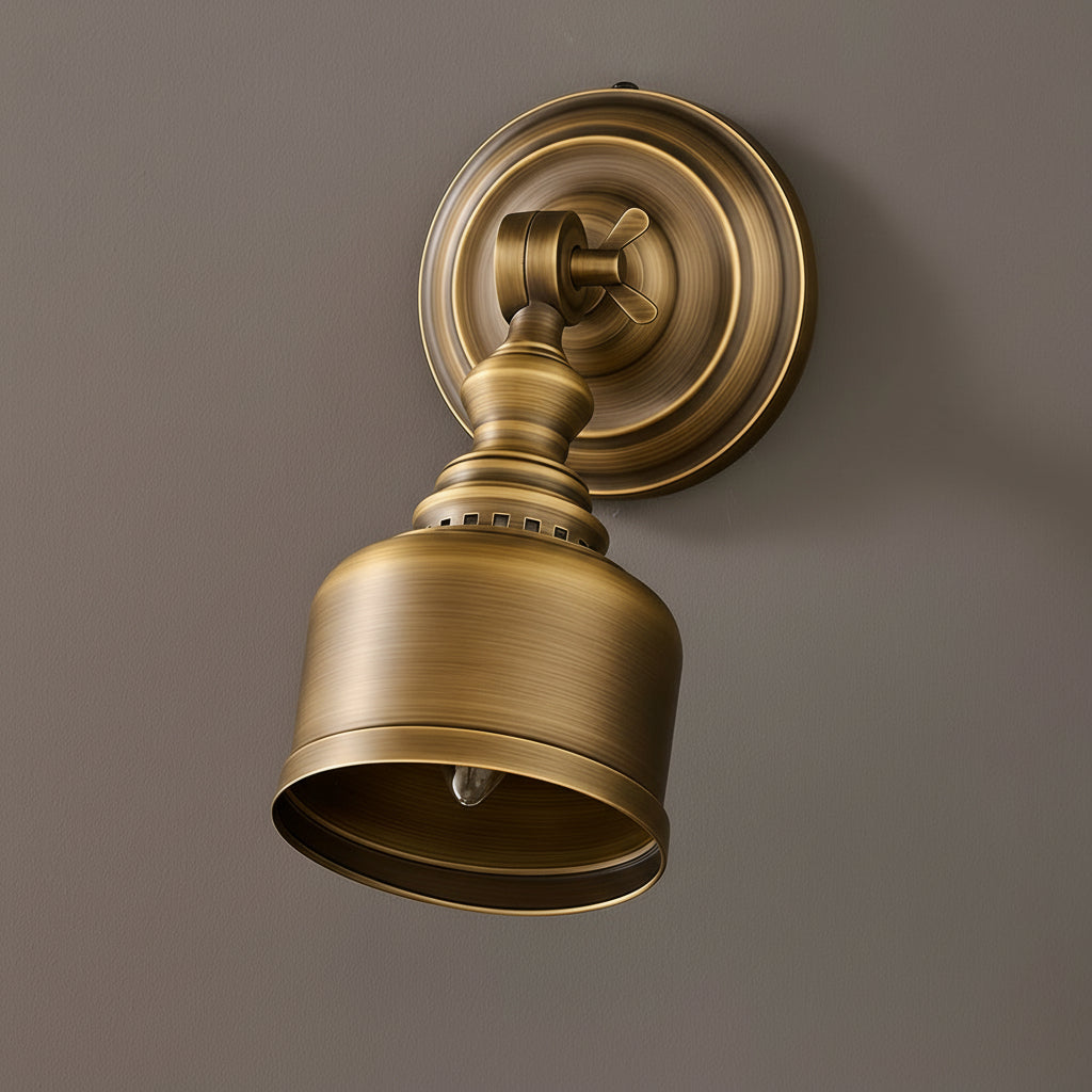 Freyza - LED Wall Sconce – American Retro Solid Brass Glass E14 (15x28cm)