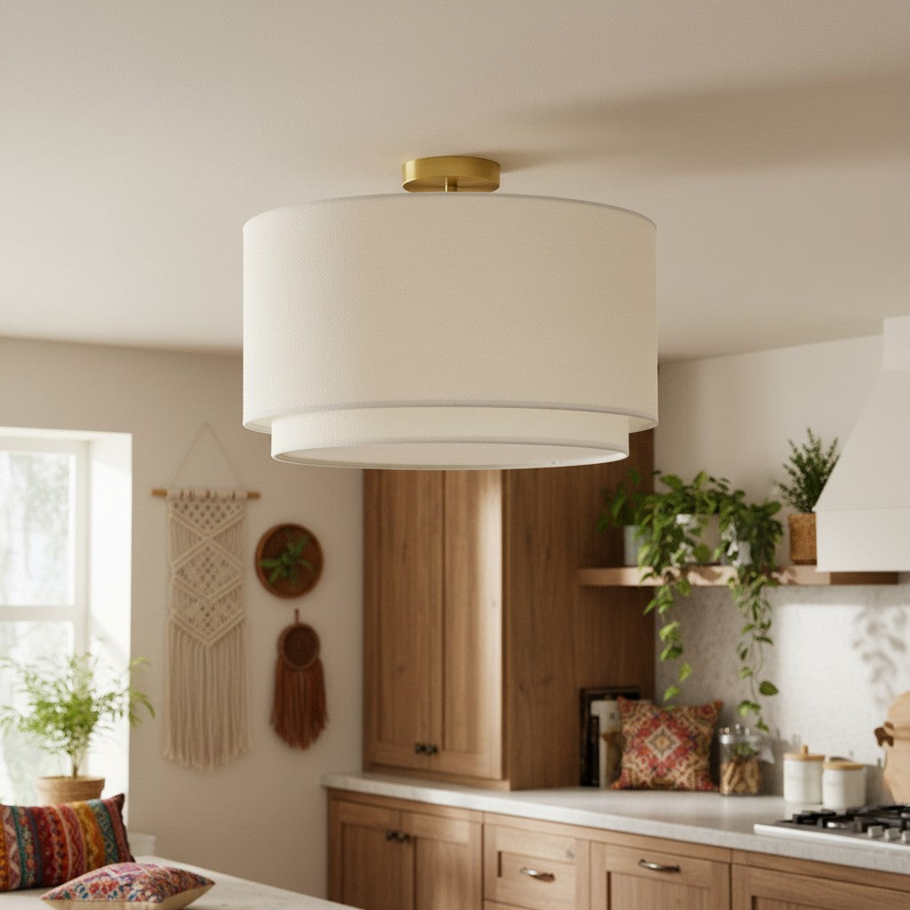 Freyza | Fabric Flush Mount Ceiling Light – Contemporary Bedroom Hallway Kitchen