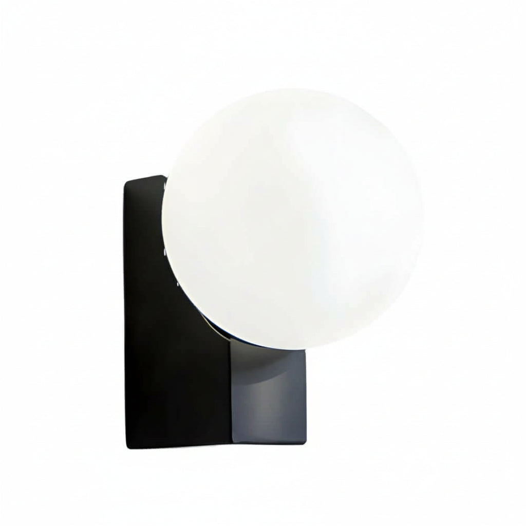 Freyza - LED Wall Sconce Light – Cream White Glass Ball Minimalist Globe (25x15cm / 9.8x5.9in)