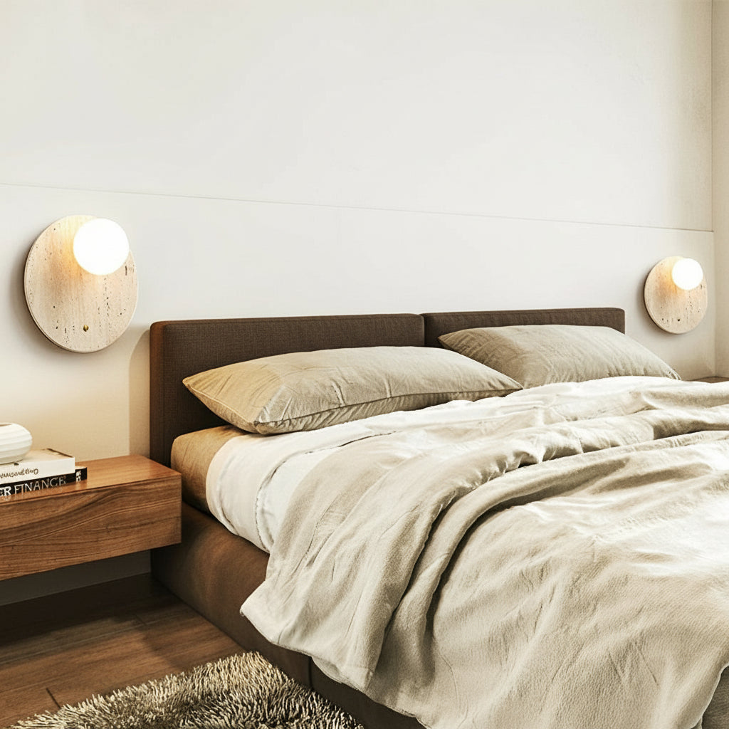 Freyza - Travertine Wall Sconce – Wabi-Sabi Yellow Natural Stone G9 LED (12-20cm)