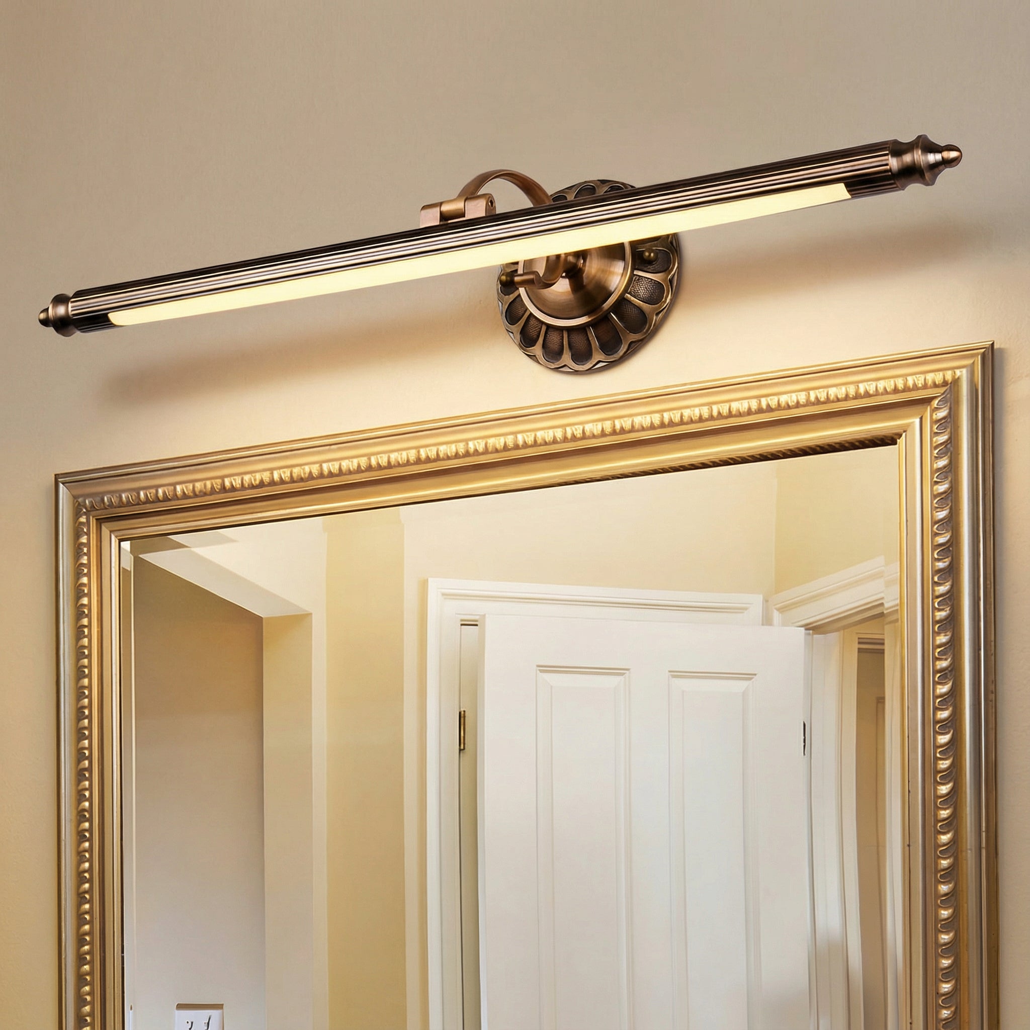 Freyza - LED Bathroom Vanity Light Linear Bronze Cylinder Flower Detail 50cm / 20in