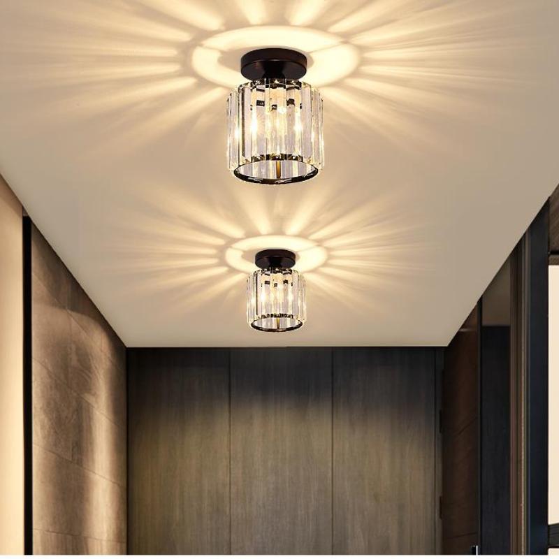 Freyza | Stonel Modern Metal Crystal Flush Mount Ceiling Light – Modern Bedroom Hallway Kitchen