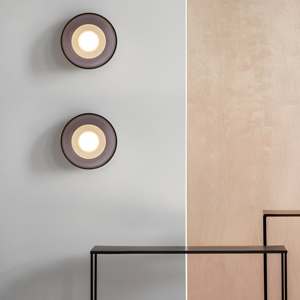 Freyza - LED Wall Sconce – Round Glass Smoke Gray Transparent (Integrated LED & 23cm)