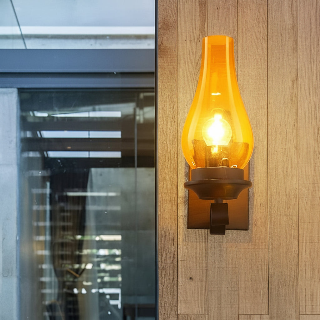 Freyza - Glass Wall Sconce – Industrial Retro Iron Vintage E27 (20x30cm)