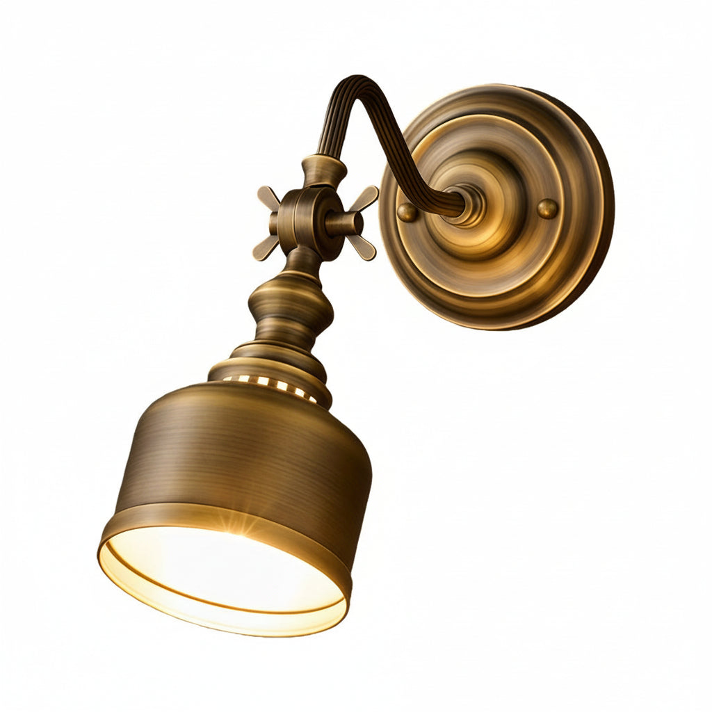 Freyza - LED Wall Sconce – American Retro Solid Brass Glass E14 (15x28cm)