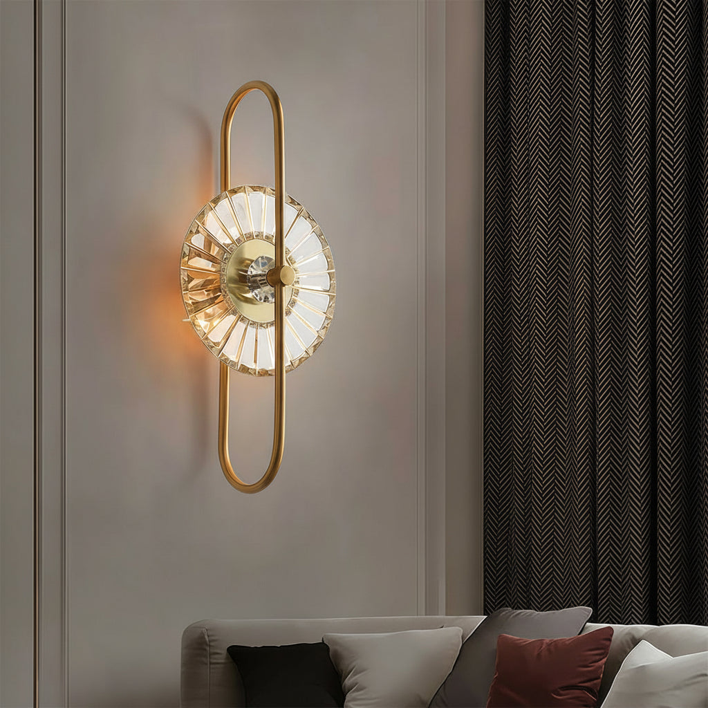 Freyza - LED Wall Sconce – Art Deco Crystal Gold Iron E14 (25x63cm)