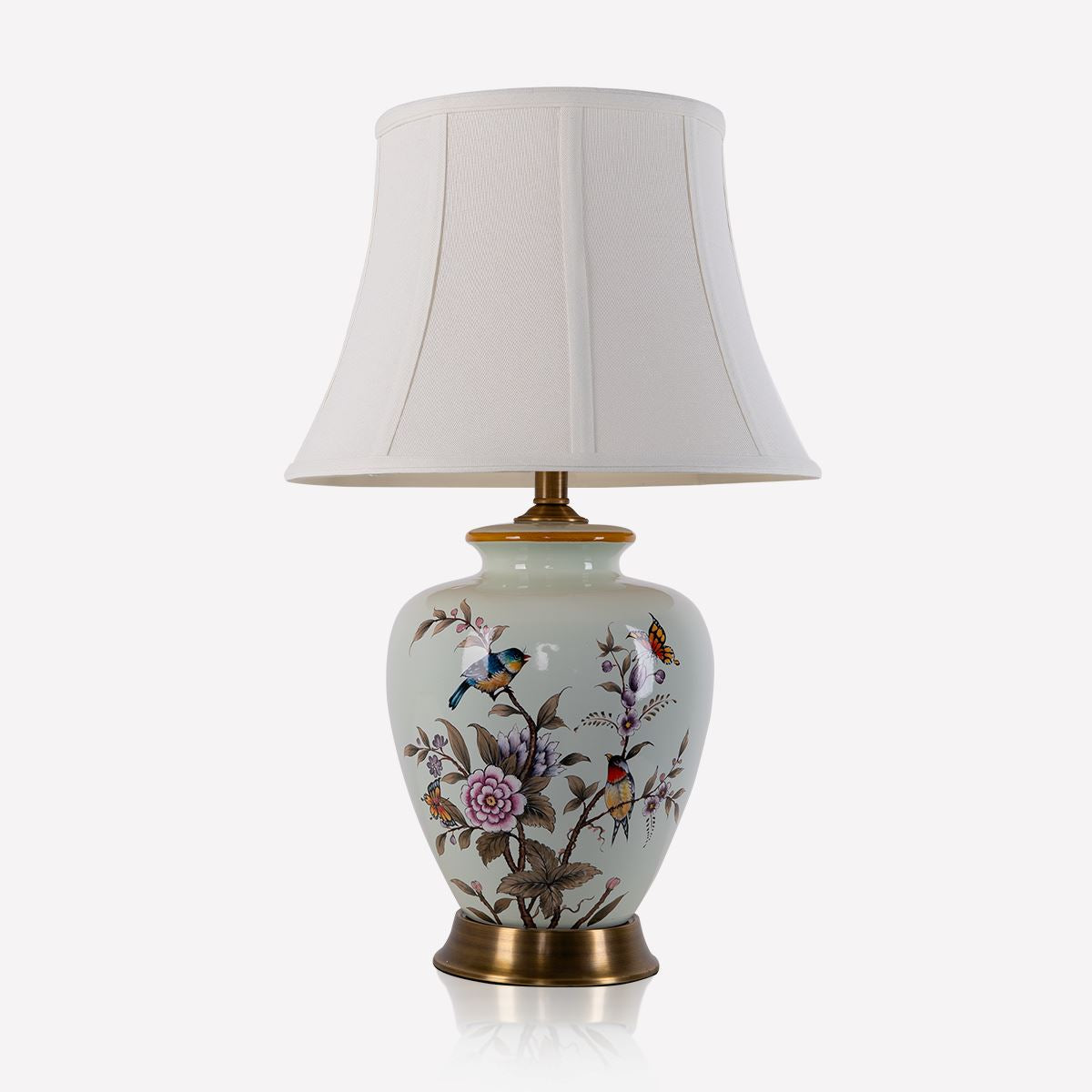Ceramica | Elegant Hand-Painted Vintage Bird-Pattern Table Lamp 13