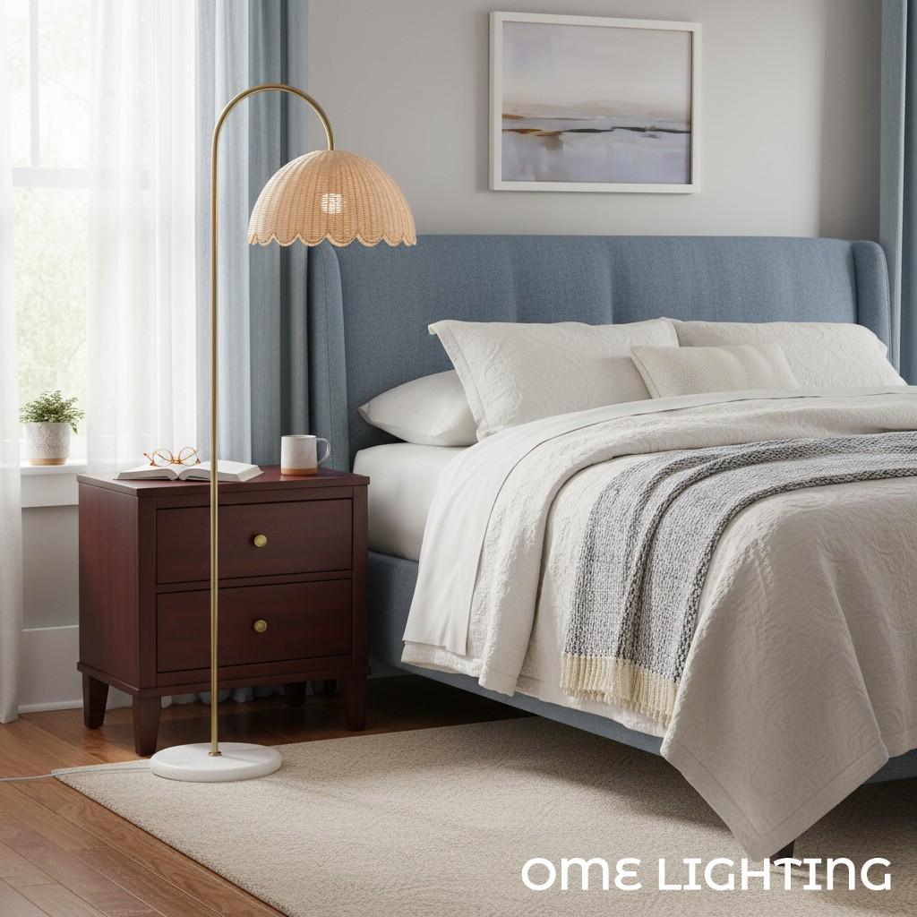 Freyza | Rattan Wood Floor Lamp – Living Room Bedroom