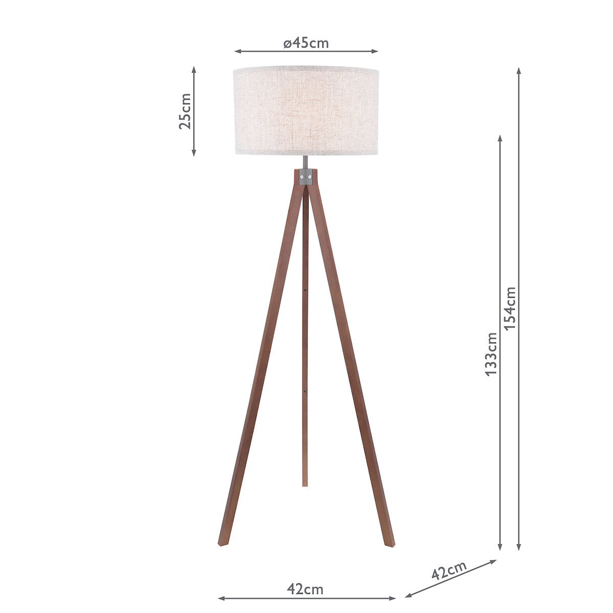 Freyza - Dar Armitage Tripod Floor Lamp Dark Wood With Shade
