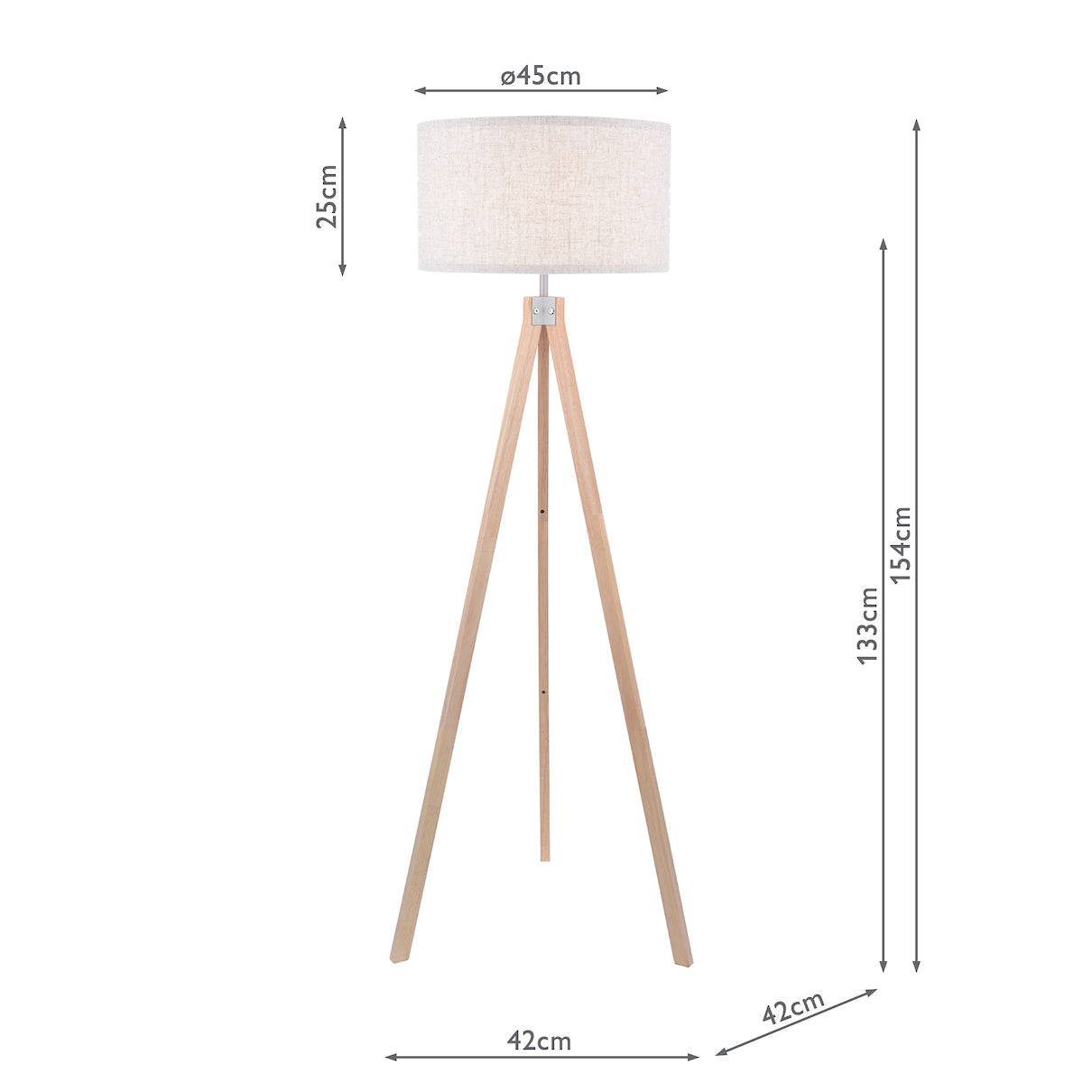 Lampadaire tripode Freyza – bois clair Dar Armitage avec abat-jour
