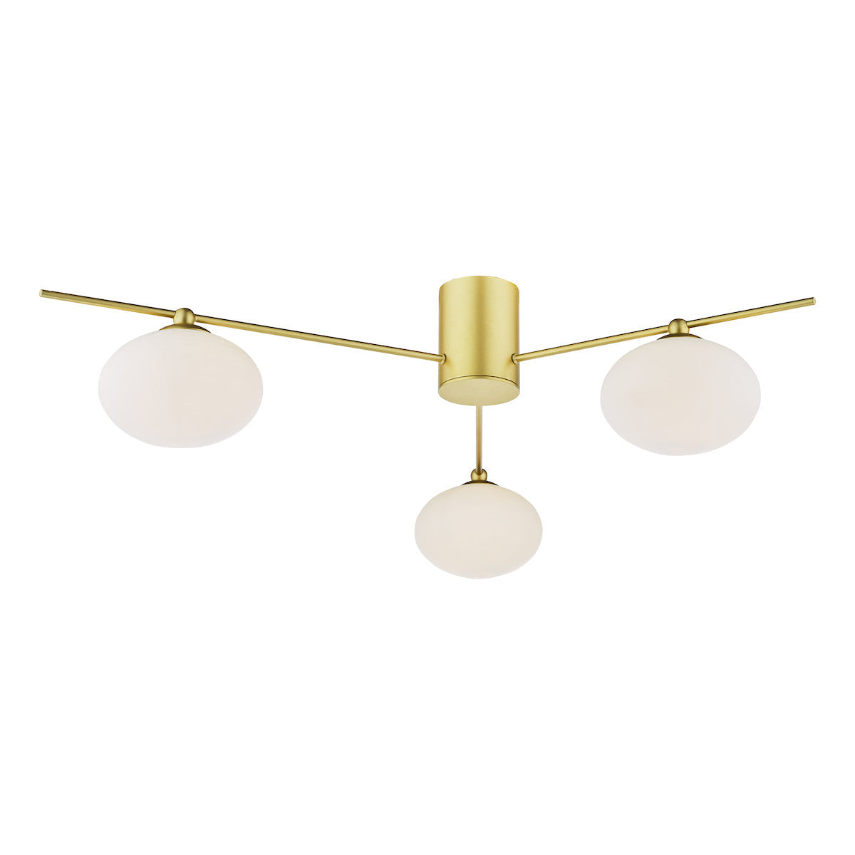 Freyza – Dar Jasper 3-flammige Deckenleuchte, Satin-Gold und opalweißes Glas