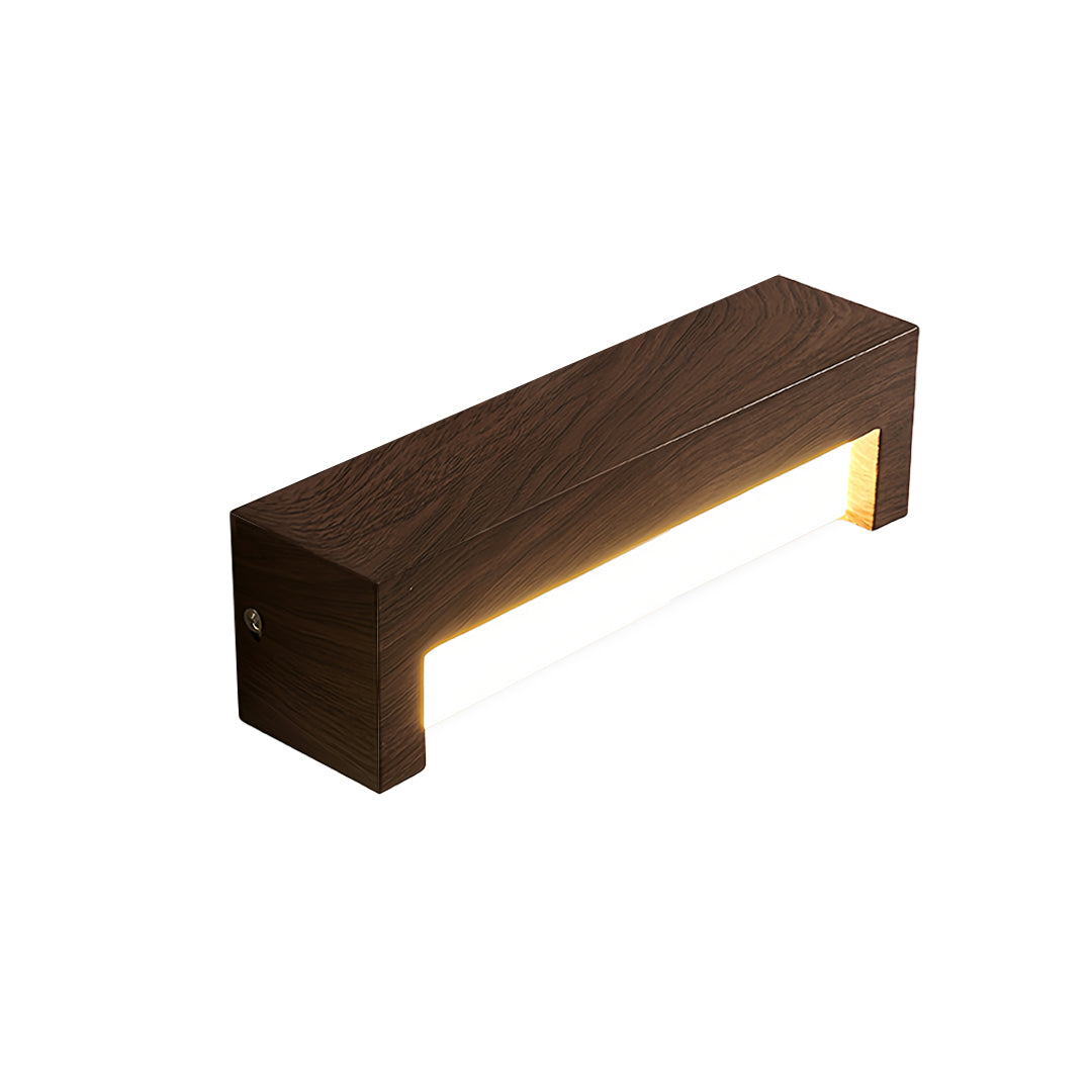 Freyza - LED Wall Sconce Light – Modern Minimalist Geometric Wood Grain Iron (30x10cm / 11.8x3.9in)