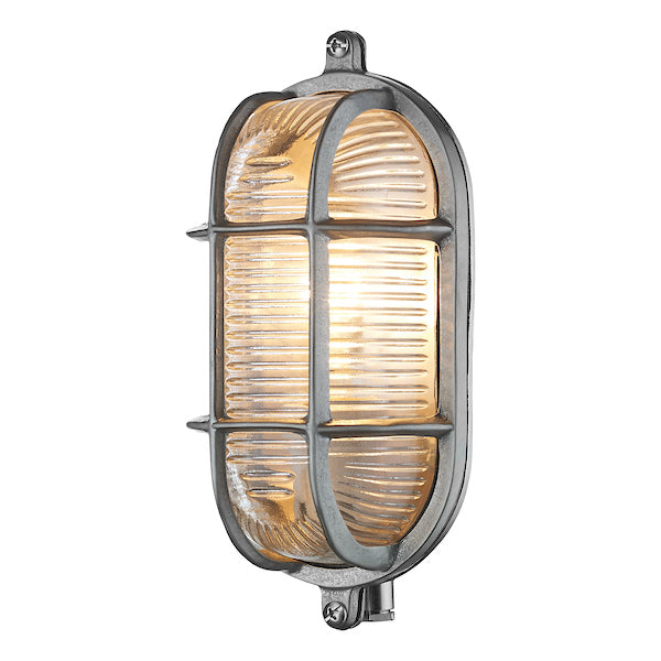 Freyza – David Hunt Admiral kleine ovale Bulkhead-Wandleuchte aus Nickel, IP64