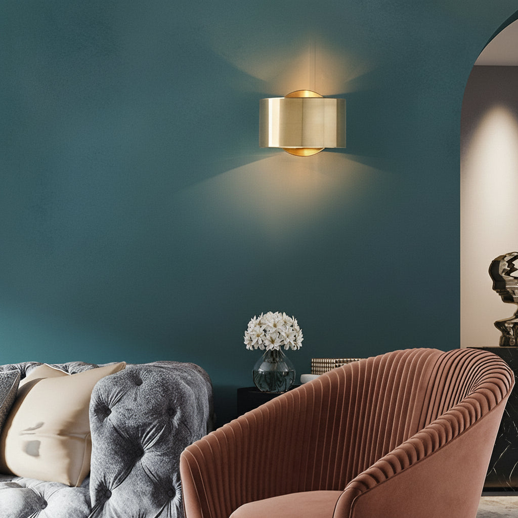 Freyza - Nordic Wall Sconce Circular Up Down Iron Gold E27 15cm / 6in Minimalist Bedside Light