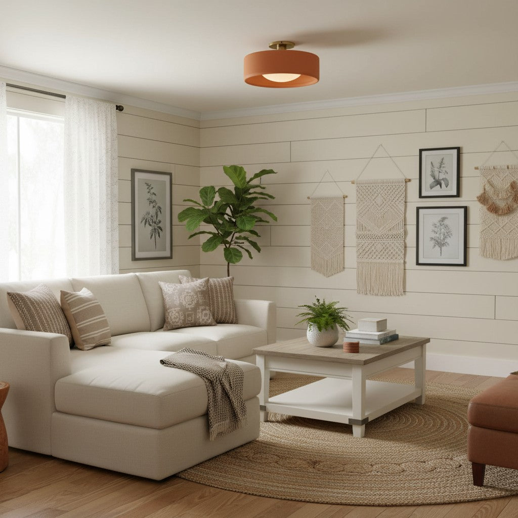 Freyza | Kiln Porcelain Drum Ceiling Light