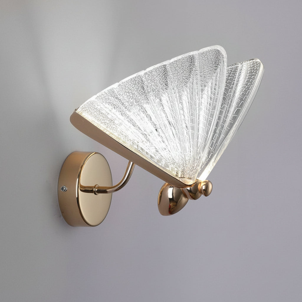 Freyza - LED Wall Sconce Light – Modern Butterfly Acrylic Gold (25x19cm / 9.8x7.5in)