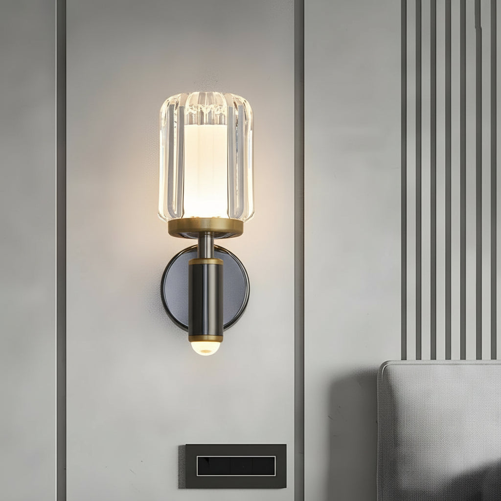 Freyza - LED Wall Sconce Light – Modern Clear Acrylic Crystal Aluminum (22x15cm / 8.7x5.9in)