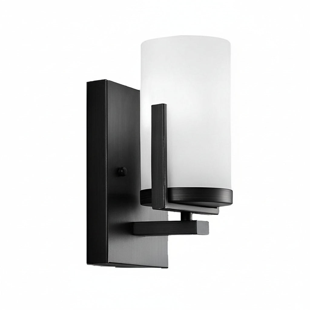 Freyza - LED Wall Sconce Light – Modern Glass Candlestick Iron Black (25x10cm / 10x4in)