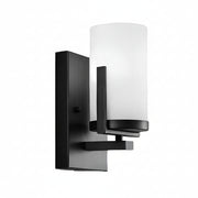 Freyza - LED Wall Sconce Light – Modern Glass Candlestick Iron Black (25x10cm / 10x4in)