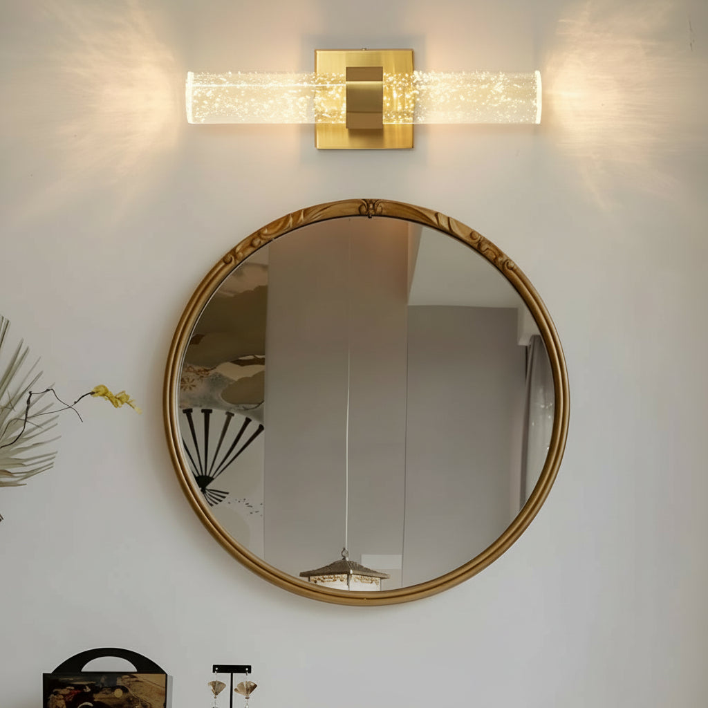 Freyza - Crystal Wall Sconce Bubble Cylinder Gold LED 40cm / 16in Up Down Hallway Light