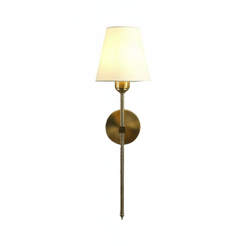 Freyza - LED Wall Sconce Light – Modern American Copper White Linen Fabric (36x14cm / 14.2x5.5in)