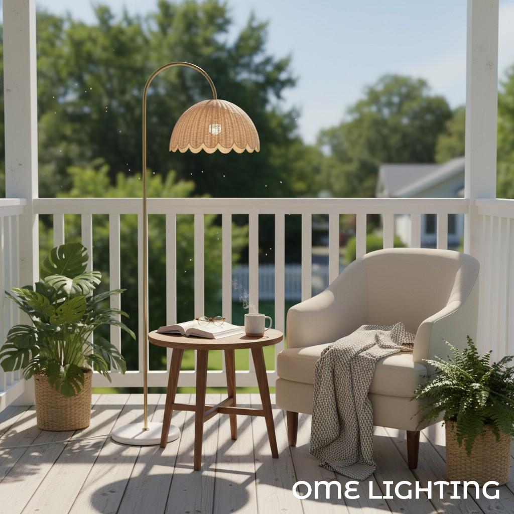 Freyza | Rattan Wood Floor Lamp – Living Room Bedroom