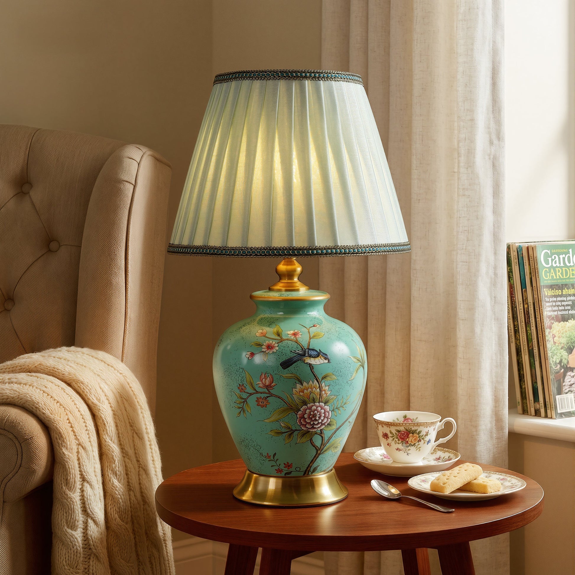 Ceramic Elegance | Timeless Hand-Painted Chinoiserie Table Lamp Collection 1