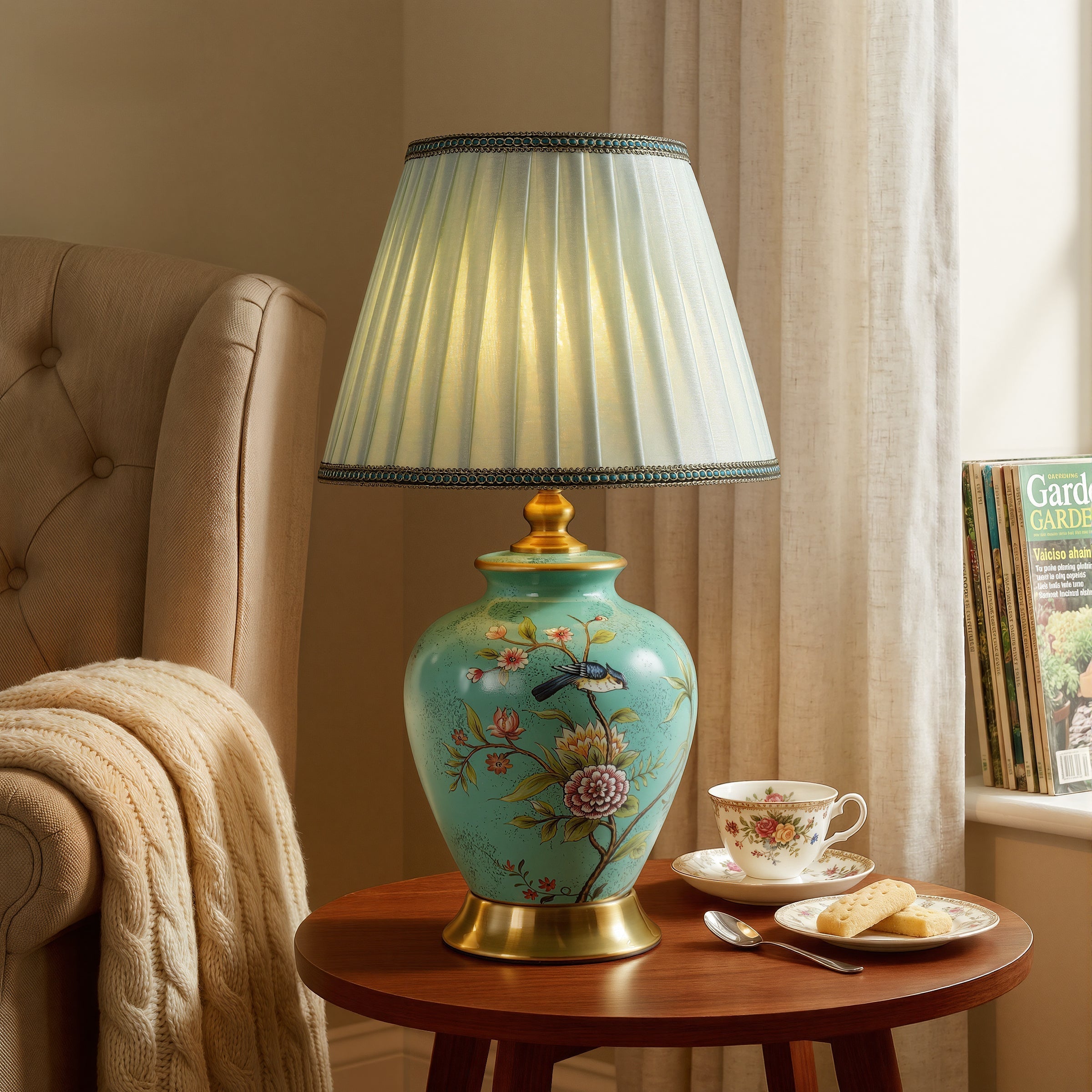 Ceramic Elegance | Timeless Hand-Painted Chinoiserie Table Lamp Collection 1