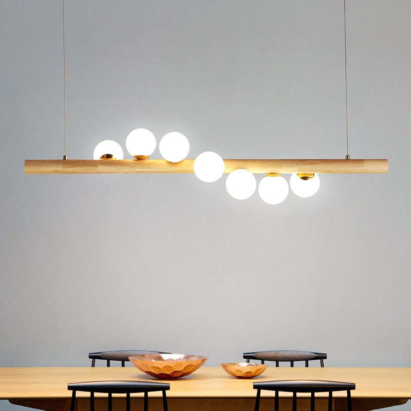 Freyza | Suspension en verre et bois – Cuisine, salle à manger