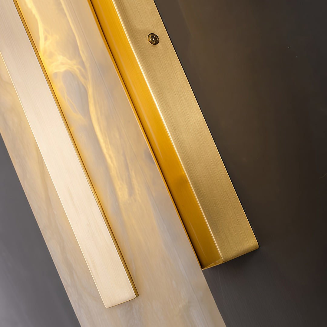 Freyza - LED Wall Sconce Light – Round Square Cloud Stone Brass Gold (30-50cm / 11.8-19.7in)