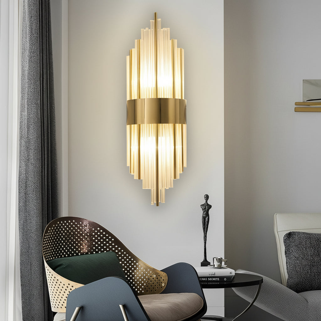 Freyza - Kristall-Wandleuchte Edelstahl LED 60cm / 24in 3-Farben dimmbar postmoderne Leuchte