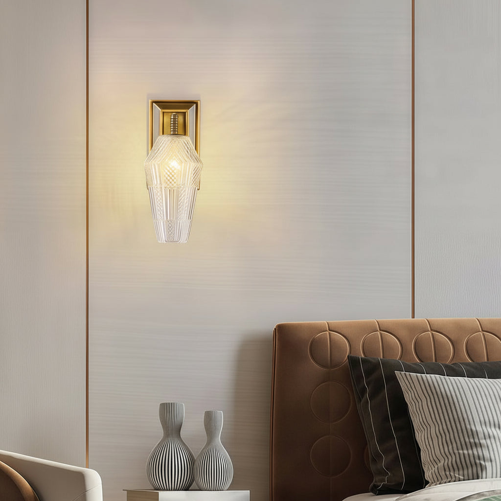 Freyza - LED Wall Sconce – French Retro Brass Textured Glass G9 (15x11x28cm)