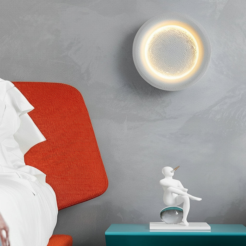 Freyza - LED Wall Sconce Light – Modern Nordic Moon Resin (28cm / 11in)