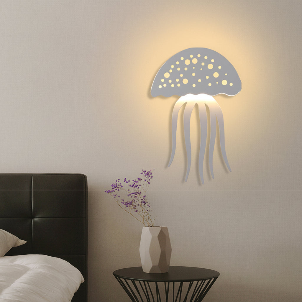 Freyza - Modern Jellyfish LED Wall Sconce – Creative Acrylic Nursery Wall Lamp (10W, White)