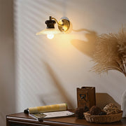 Freyza - LED Wall Sconce Light – Retro South Seas Brass Wood Glass (24x24cm / 9.45x9.45in)