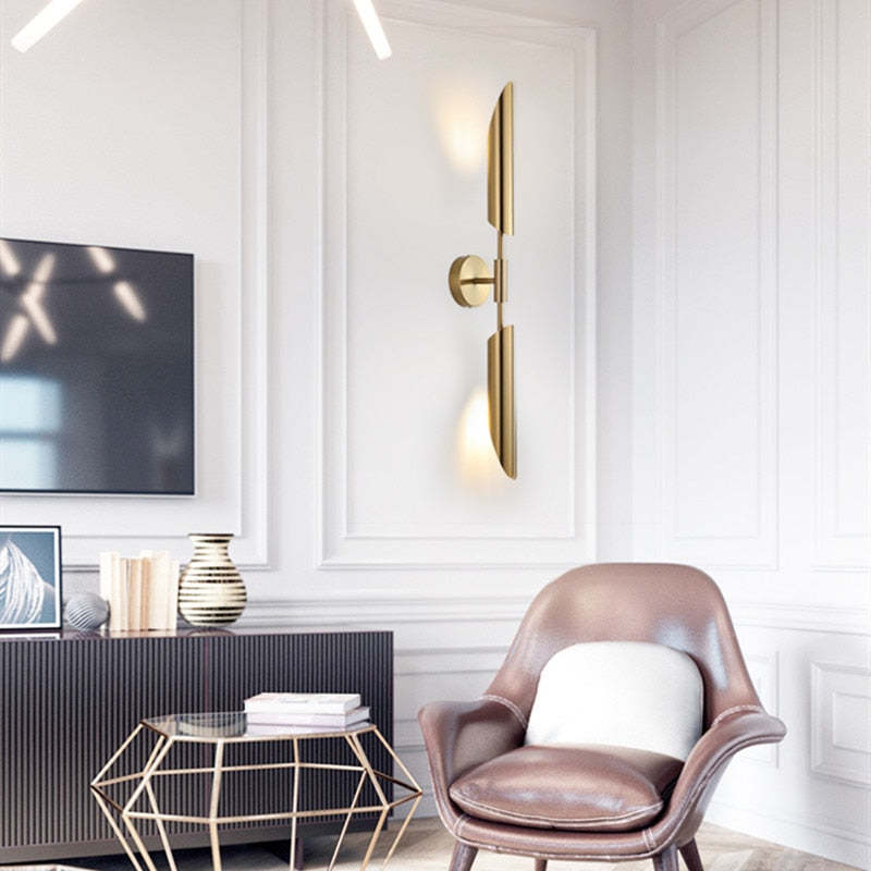 Freyza | Phira luxuriöse goldene Doppelkopf-Wandleuchte für den Innenbereich – Schlafzimmer, Wohnzimmer