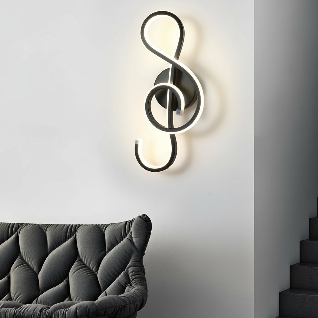 Freyza - Musical Note LED Wall Sconce – Modern Artistic Music Decor Wall Lamp (Black/White)